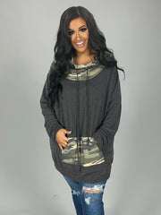 SALE!  23 HD-G {Catch Some Love}  Grey Camo  Contrast Hoodie PLUS SIZE XL 2X 3X