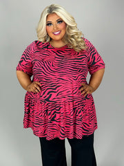 SALE!! 33 PSS {Classy And Casual} Fuchsia Zebra Print Ruffle Hem Top EXTENDED PLUS SIZE 3X 4X 5X