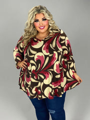 SALE!! 67 PSS {You Should Know} Brown/Mauve Paisley Print Tunic EXTENDED PLUS SIZE 3X 4X 5X