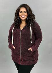 SALE!! OT-O {WORTH THE WAIT} BURGUNDY MINERAL WASH HOODIE  PLUS SIZE 1X 2X 3X