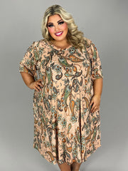 SALE!! 87 PSS-D {Here And Wow} Multi-Color Paisley Print Dress EXTENDED PLUS SIZE 3X 4X 5X