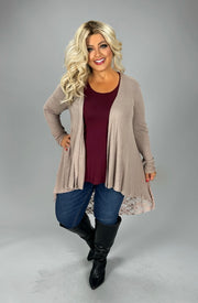 37 OT {Gaining Popularity} VOCAL Grey Cardigan w/ Lace Back Detail PLUS SIZE XL 2X 3X