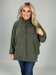 SALE! 54 SLS-A {My Favorite Sweater} Dark Olive Fleece Sweater PLUS SIZE 1X 2X 3X