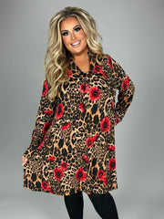 SALE! 17 PLS-H {Bringing You Joy} Leopard/Floral Print Dress PLUS SIZE 1X 2X 3X