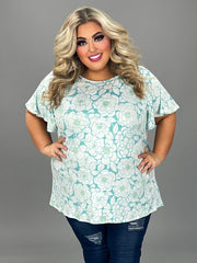 27 PSS {Feels Real To Me} Mint Floral Top EXTENDED PLUS SIZE 4X 5X 6X