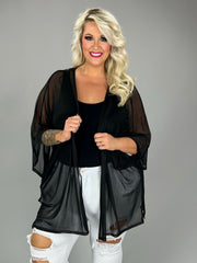 67 OT-C {Gala Ready} Black Kimono PLUS SIZE 1X 2X 3X