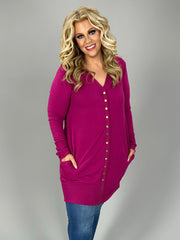 48 OT-B {Might As Well} Magenta Snap  Button  Cardigan PLUS SIZE 1X 2X 3X