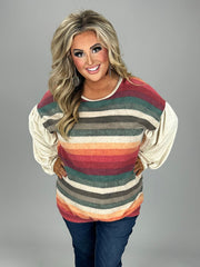 22 CP-F {No One Knows}  Multicolor Striped Tunic PLUS SIZE XL 2X 3X