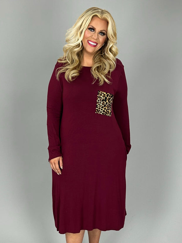 SALE! 24 CP-T  {Wish You Would}  Burgundy Leopard Detail Dress  PLUS SIZE XL 2X 3X