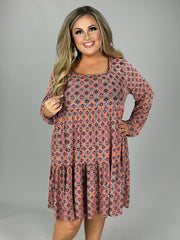 SALE!! 82 PLS-A {Let Me Adore You} Olive Print Tiered Dress PLUS SIZE 1X 2X 3X