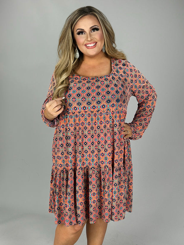 SALE!! 82 PLS-A {Let Me Adore You} Olive Print Tiered Dress PLUS SIZE 1X 2X 3X