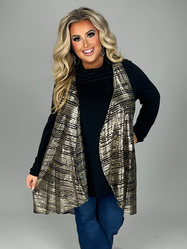 18 OT {Confetti Couture} Black/Gold Metallic Vest PLUS SIZE 1X/2X  2X/3X