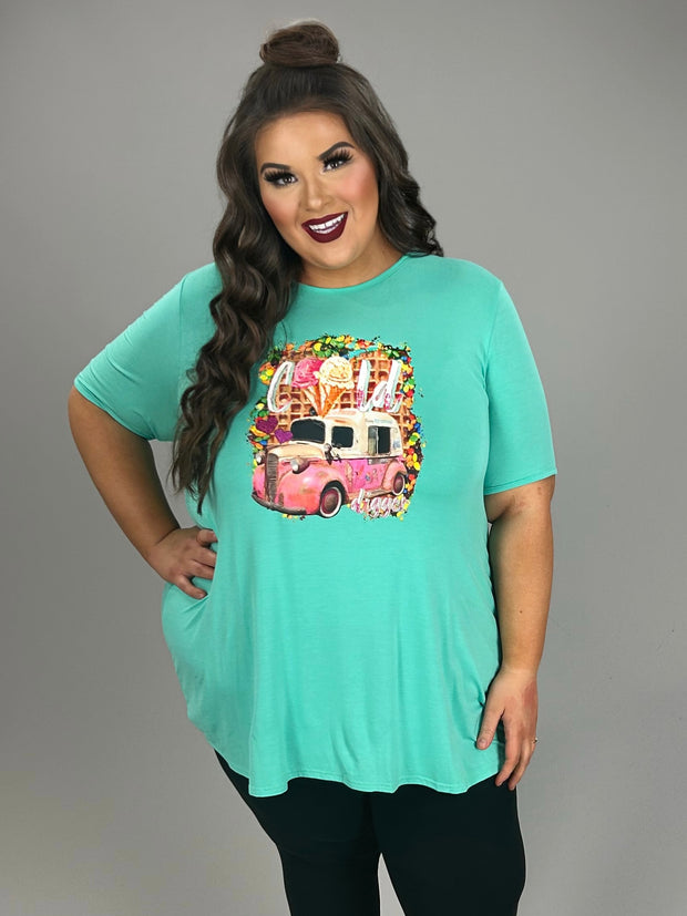 SALE!! 32 GT-F {Cold Digger} Aqua Graphic Tee PLUS SIZE 3X