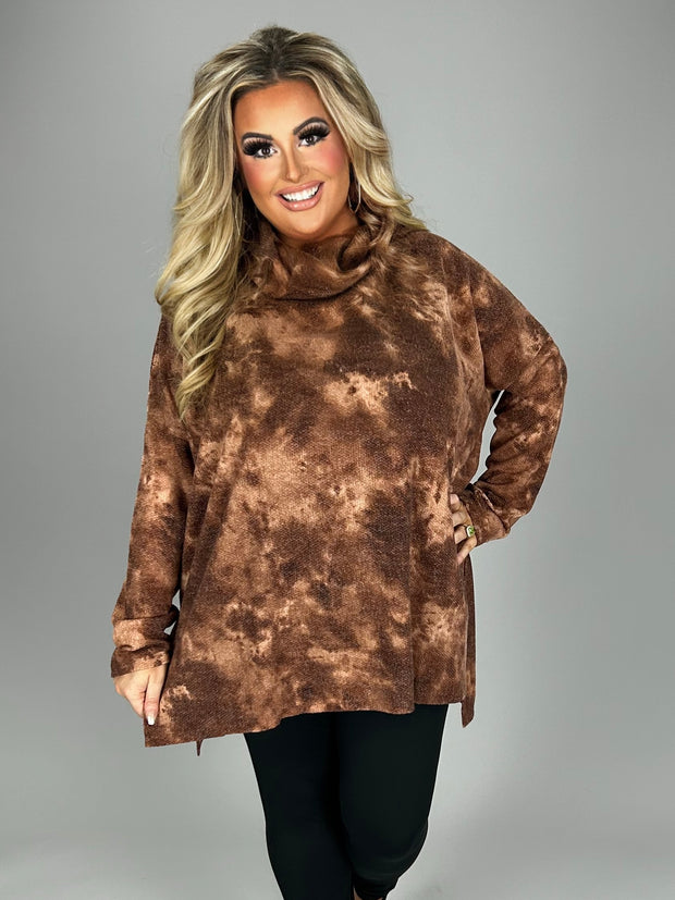 SALE!! 16 PLS {Ready To Travel} Cocoa Tie Dye Cowl Neck Top PLUS SIZE 1X 2X 3X