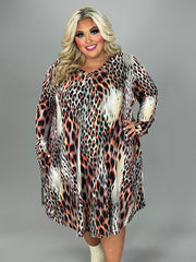 32 PLS {Burning Kind Of Love} Ivory/Coral Animal Print Dress EXTENDED PLUS SIZE 4X 5X 6X