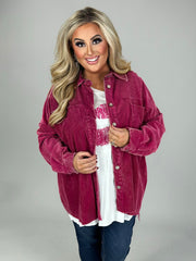 24 OT-X {Corduroy Cutie} Magenta Corduroy Shacket  PLUS SIZE 1X 2X 3X