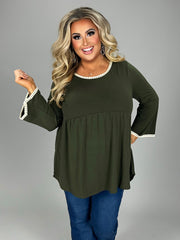 SALE! 18 SD {Appreciate The Elegance} Dark Olive Babydoll Top PLUS SIZE 1X 2X 3X