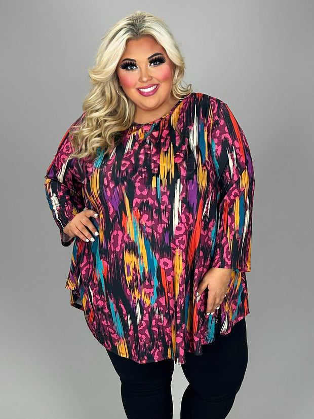 SALE!! 26 PQ {Turning A Few Heads} Magenta Striped Top EXTENDED PLUS SIZE 4X 5X 6X