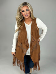 56 OT-B {Cool Is Calling} UMGEE Camel Vest W/Fringe PLUS SIZE XL 1X 2X