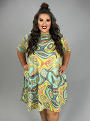 24 PSS {Lovestruck} Lime/Orange Swirl Print Dress PLUS SIZE XL 2X 3X