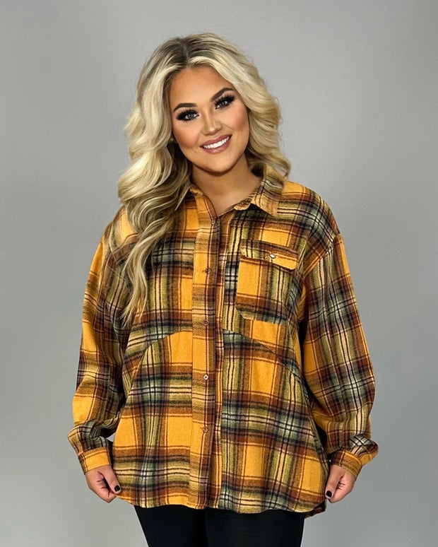 28 OT-M {Little Country} Umgee Burnt Orange Plaid Jacket PLUS SIZE XL 1X 2X