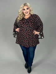 50 PQ {Forgotten In Time} Black V-Neck Paisley Print Top EXTENDED PLUS SIZE 4X 5X 6X