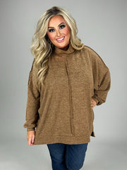 SALE! 55 SLS-B {My Favorite Sweater} Dark Camel Fleece Sweater PLUS SIZE 1X 2X 3X