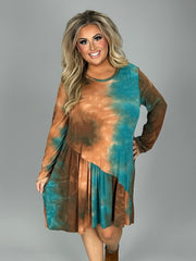 SALE! 11 PLS-B {Life Starts Today} Brown/Green Ruffle Dress PLUS SIZE 1X 2X 3X