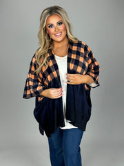 SALE!!  20 OT-D {Cuddle Ready} Navy/Melon Plaid Cardigan  PLUS SIZE 1X/2X 2X/3X