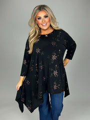 SALE!! 15 PQ {Create Your Dream} Black Top w/Glitter Floral Print PLUS SIZE 1X 2X 3X 4X 5X