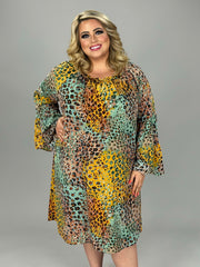 86 PLS-A {In It For Love} Mustard/Multi-Color Dress PLUS SIZE XL 2X 3X