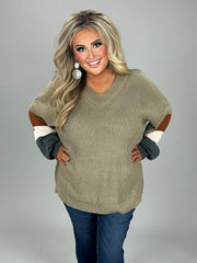 SALE! 23 CP-N {Running Hot} Mocha Colored Sleeve Sweater  PLUS SIZE XL 2X 3X