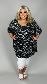 35 PSS {Standing Out} Black Leopard Inverted Babydoll Top EXTENDED PLUS SIZE 4X 5X 6X