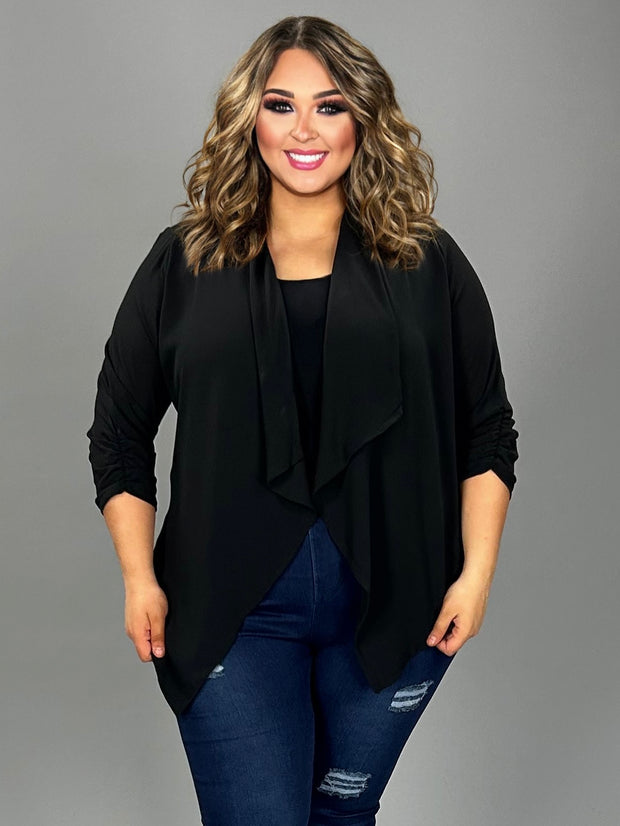 SALE!! 11 OT-B {All You Want} Black Draped  Front Cardigan PLUS SIZE 1X 2X 3X