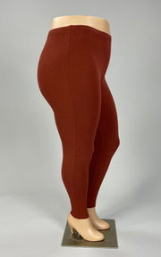 LEG-L {Embrace Change} Dk Rust Cotton Full Length Leggings PLUS SIZE 1X 2X 3X