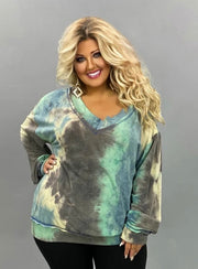 SALE!  25 PLS-B {Laid Back} Blue Mint Tie Dye  Top PLUS SIZE XL 2X 3X