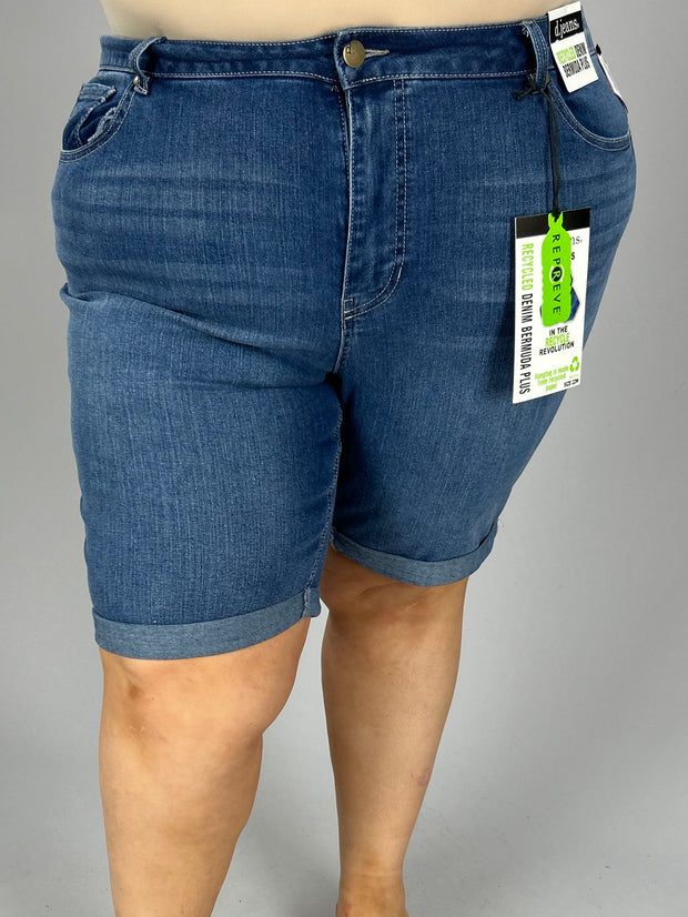 SALE!! BT-I {d.jeans} Blue Recycled Bermuda Plus Shorts EXTENDED PLUS SIZE 16W 20W 22W