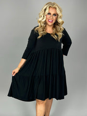 84 SQ {My Natural State} Black V-Neck Tiered Dress PLUS SIZE 3X