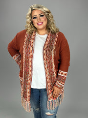 SALE! 42 OT-B {Warming Up} Rust Print Cardigan PLUS SIZE 1X/2X  2X/3X