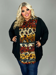 32 HD-B {Admiration} Black/Rust Animal Print Hoodie CURVY BRAND!! EXTENDED PLUS SIZE 4X 5X 6X