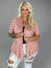 23 OT {Calling All Dots} Dusty Pink Polka Dot Cardigan PLUS SIZE XL 2X 3X