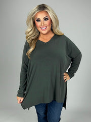 56 SLS-C {Now & Zen} Ash Grey V-Neck Tunic Plus Size 1X 2X 3X