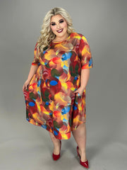 64 PSS {All About The Circles} Multi-Color Print Dress EXTENDED PLUS SIZE 4X 5X 6X