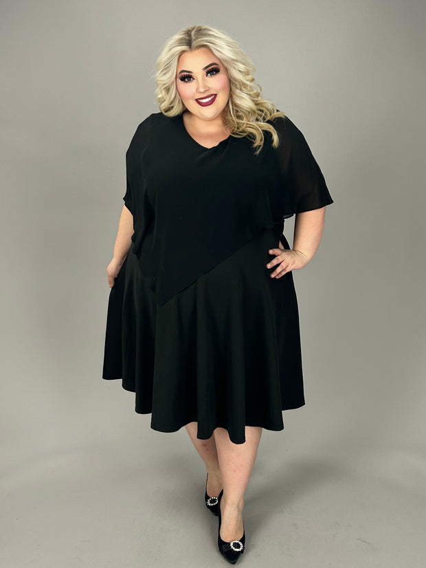 SV {Just For You} Black Sleeveless Dress w/Sheer Overlay EXTENDED PLUS SIZE 24W