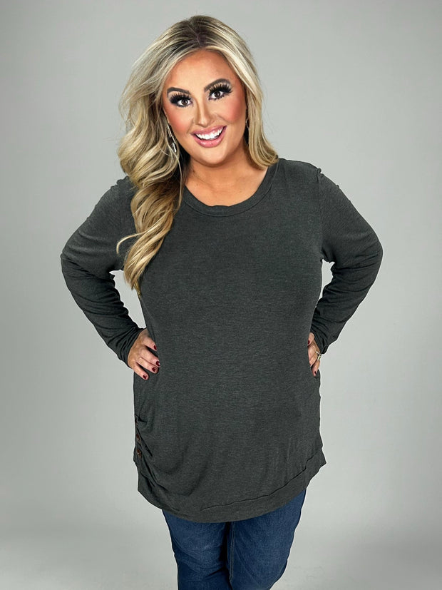 48 SLS {Charcoal Renewed} Charcoal Top w/Side Buttons PLUS SIZE 1X 2X 3X