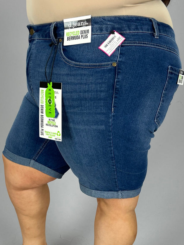 SALE!! BT-I {d.jeans} Blue Recycled Bermuda Plus Shorts EXTENDED PLUS SIZE 16W 20W 22W