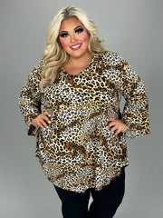 27 PQ {Keeping Current} Brown Leopard V-Neck Top EXTENDED PLUS SIZE 3X 4X 5X