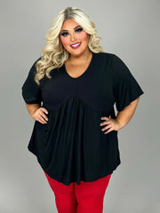 33 SSS {Midnight Dreams} Black Babydoll V-Neck Top EXTENDED PLUS SIZE 3X 4X 5X