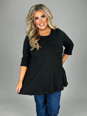 26 SQ {Daily Movement} Black Top w/Pockets EXTENDED PLUS SIZE 1X 2X 3X 4X 5X