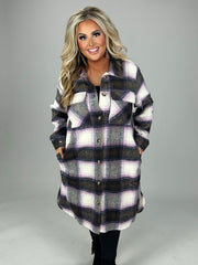 25 OT-L {Win Your Approval} Umgee Violet Mix Plaid Cardigan PLUS SIZE XL 1X 2X